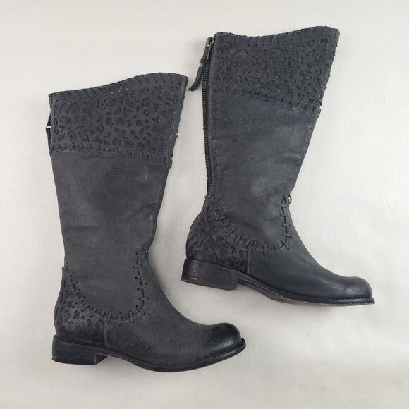 Corral Indie Spirit Charlie Boot Womens 8.5 Gray Leather Zip Laser Cut Boho Tall - Picture 1 of 16